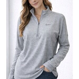 Nike Womens Sphere Element Dri-Fit 1/2 Zip Gray Running Top Size Medium